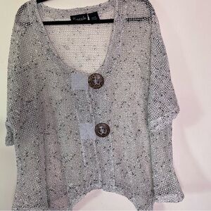 Frazzle open slub knit top XL Slouchie Loose Fit